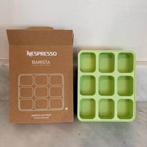 NWT Nespresso Barista Collection Silicone Ice Cube Tray Green OS